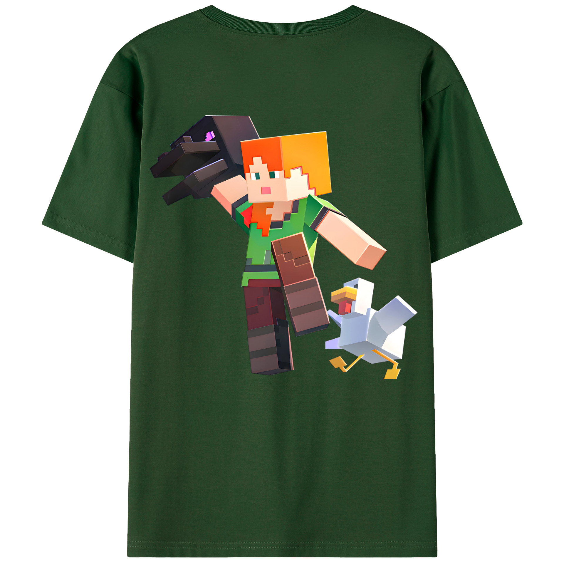 （画像用） マインクラフト ブロックの世界 Minecraft MC Block world 綿100％半袖Tシャツ（背面プリント）
